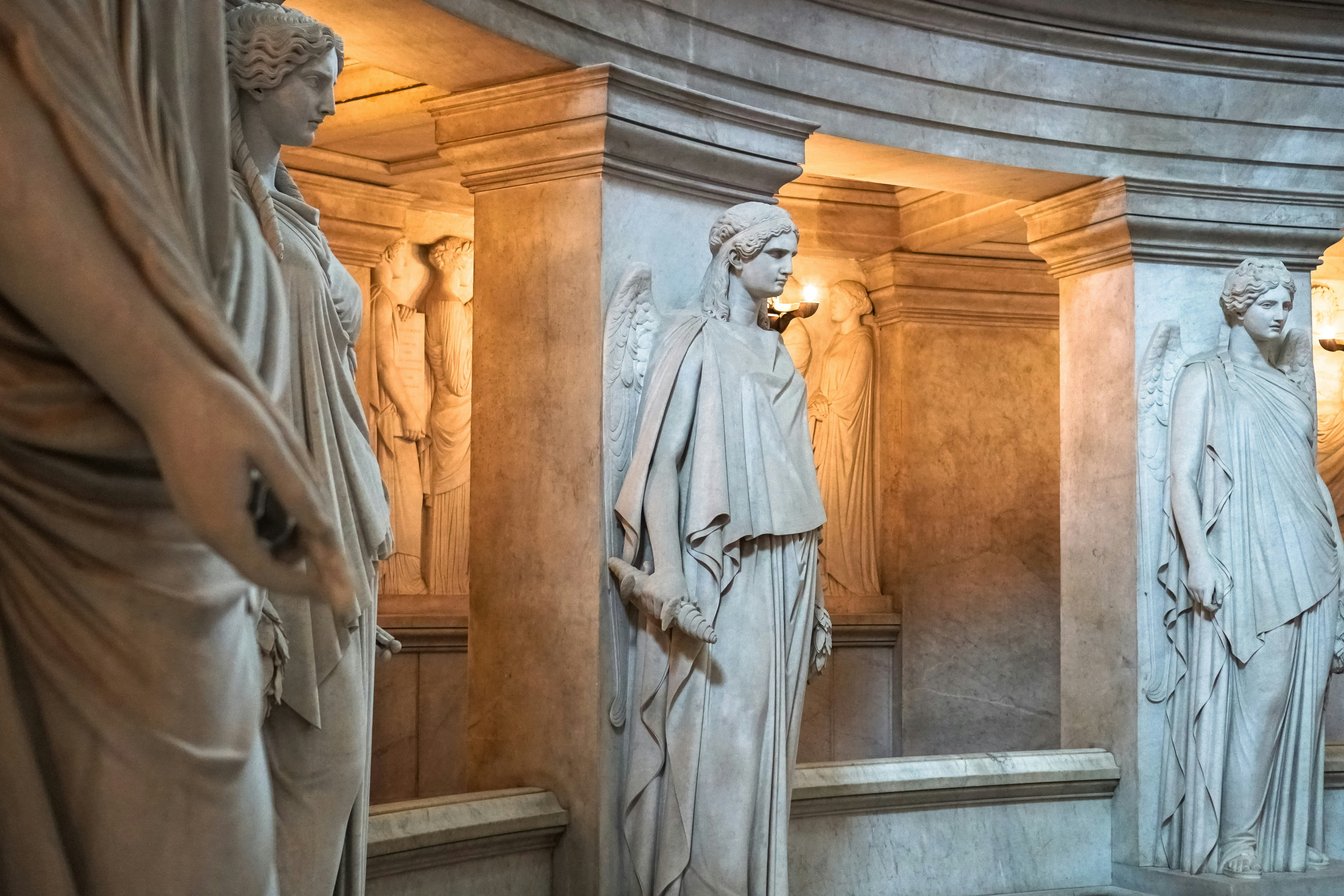 man in white robe statue